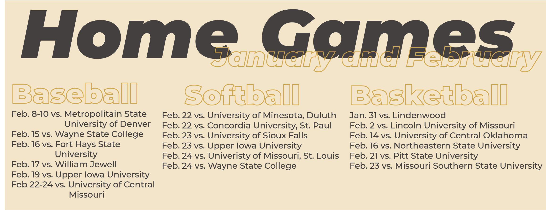 Winter Sports Schedule
